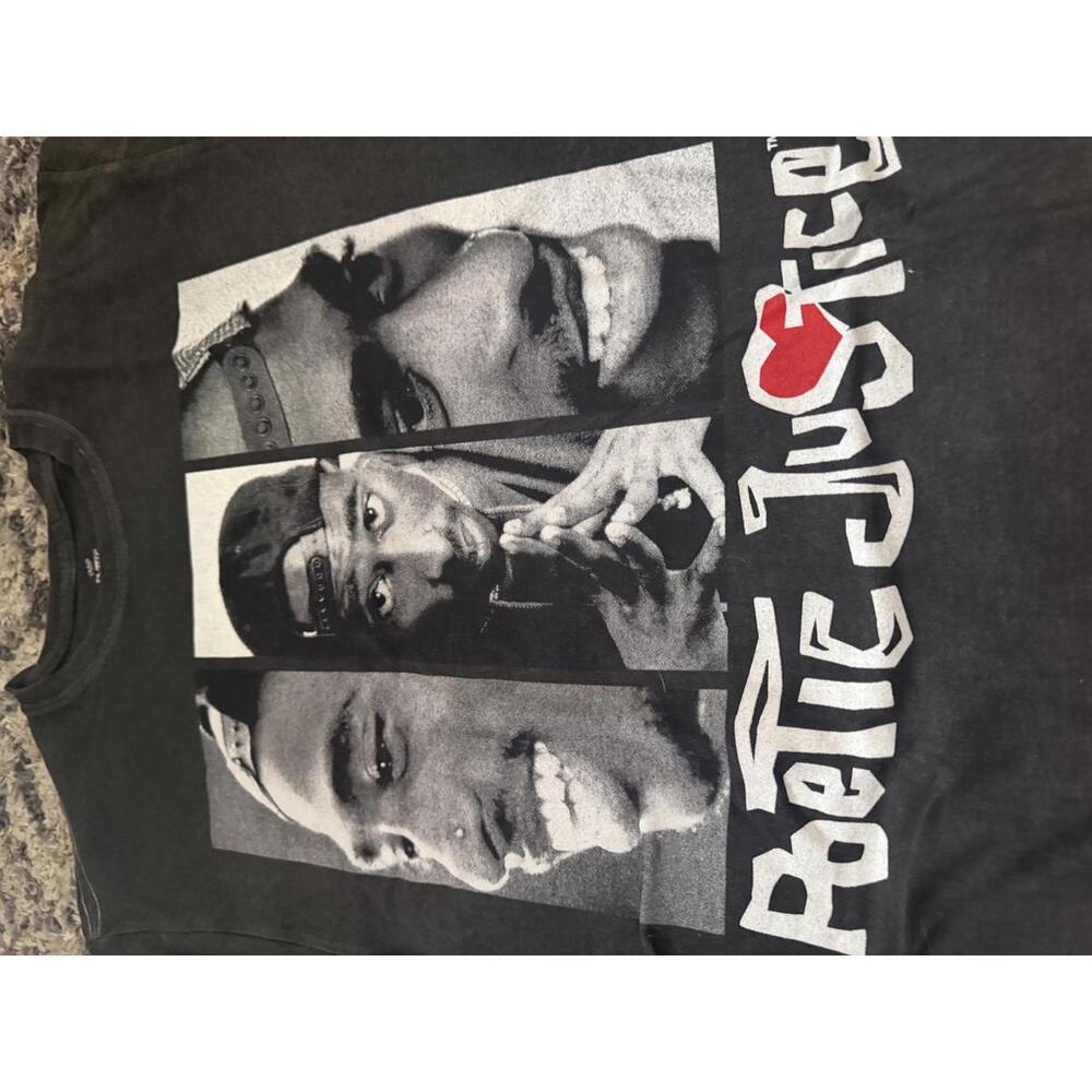 Poetic Justice Tupac Triple Portrait Graphic Tee Black Small - Picture 2 of 5